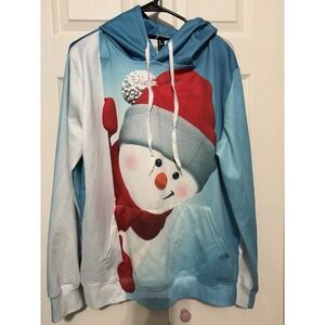 Christmas Hoodie Snowman On Front/ Back Size XL Unisex